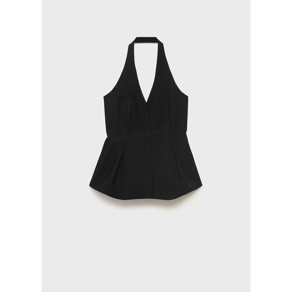 MANGO - Halter-neck peplum vest black - M - Woman